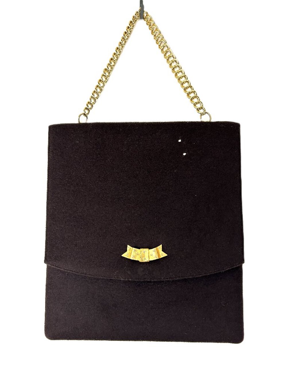 Lewis Antelle Wool Cashmere Vintage Handbag Original Accessories (Holes) Brown